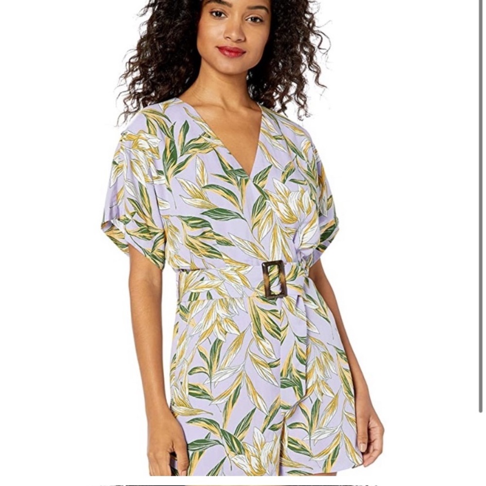 J.O.A. purple Tropical Romper with Belt size small